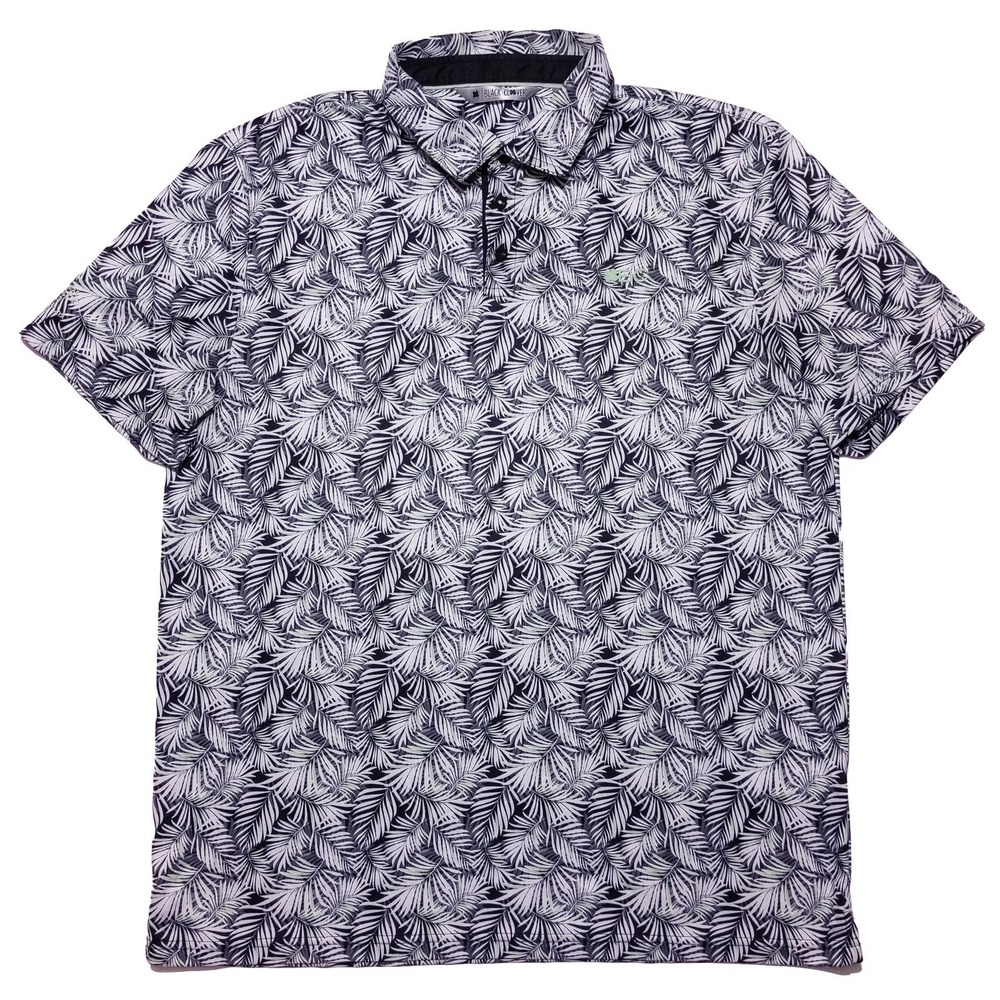 BLACK CLOVER Polo Shirt Palmas Athletic Club Black Green Ferns Palms Floral XL